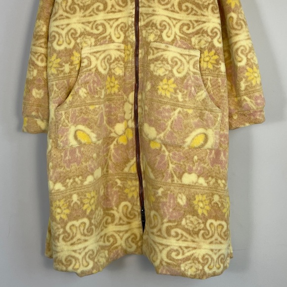 Free People Cozy Printed Blanket Hoodie Yellow Coat Large Cozy Fleece Boho - Picture 3 of 8
